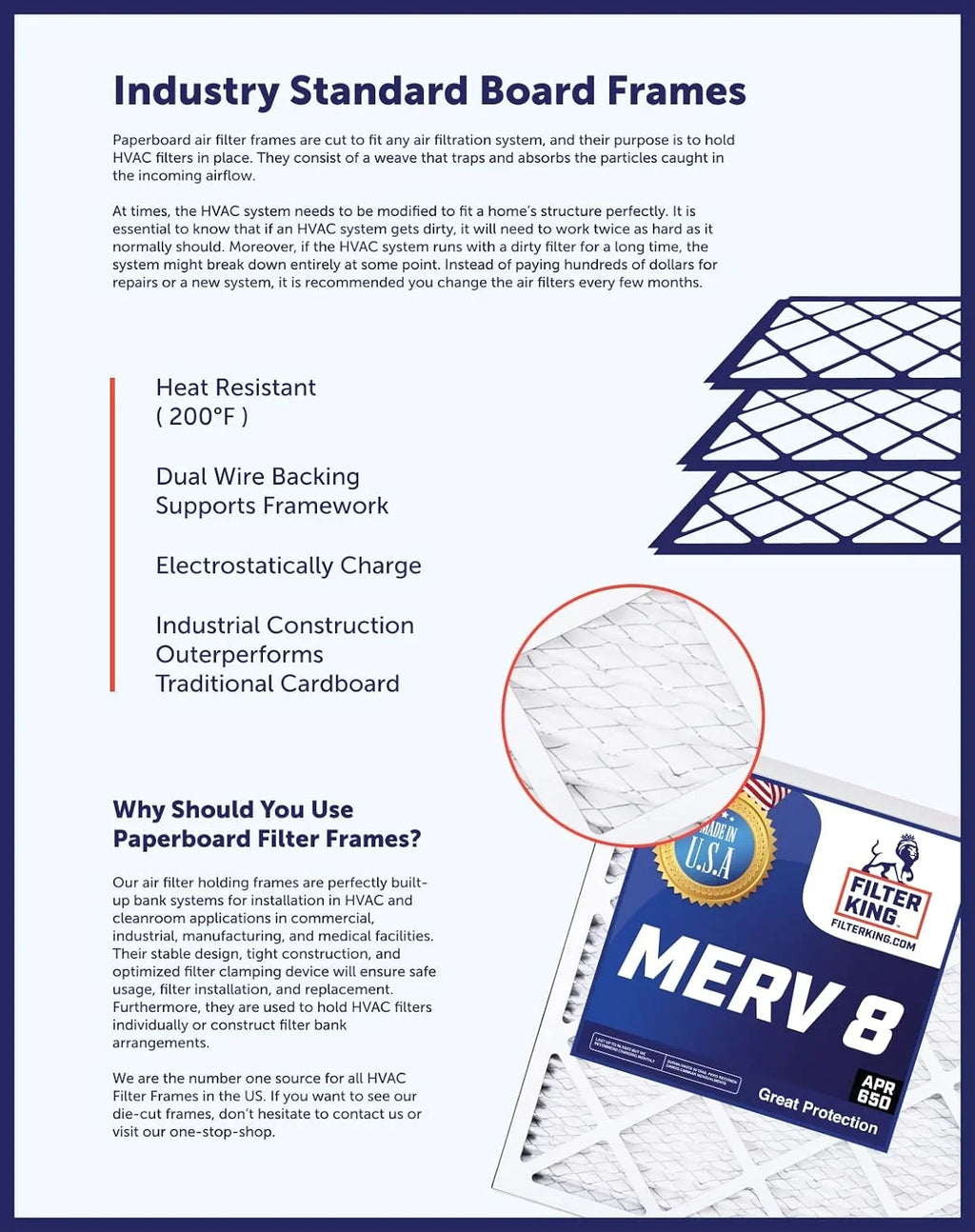 Filter King 4x58x1 Air Filter | 4-PACK | MERV 8 HVAC Pleated A/C Furnace Filters | MADE IN USizeA | Actual Sizeize: 4 x 58 x .75"