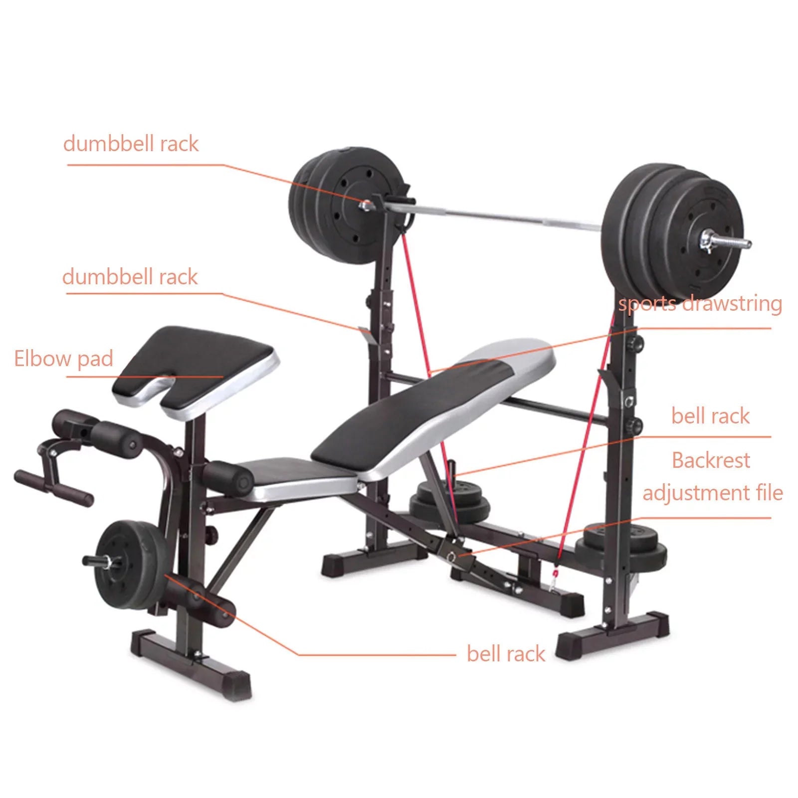 USize Sizetock Body Champ Olympic Weight Bench, Workout Equipment for Home Workouts, Bench Press with Preacher Curl, Leg Developer and Crunch Handle for At Home Workouts