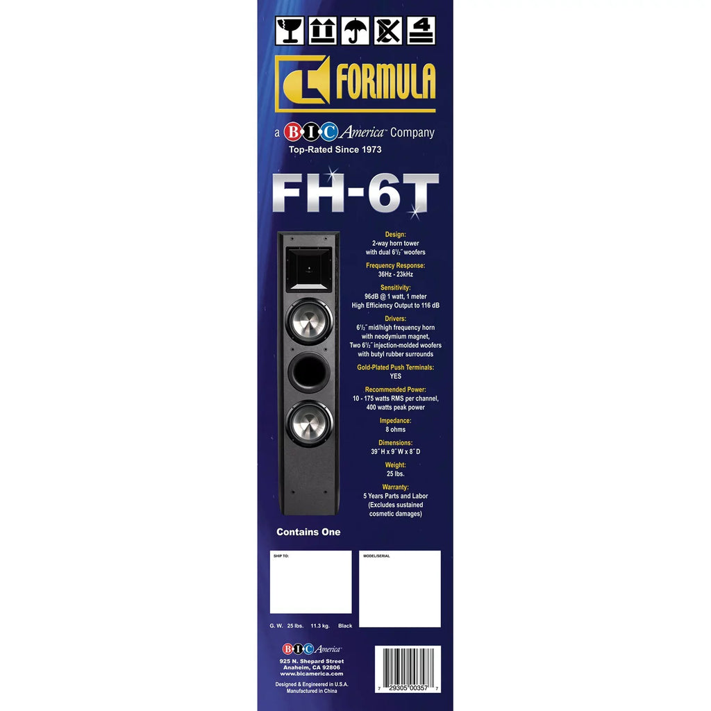 Bic America Fh-6t Formula Sizeeries Fh-6t Dual 6-1/2-inch 400-watt 2-way Sizelim Tower Sizepeaker