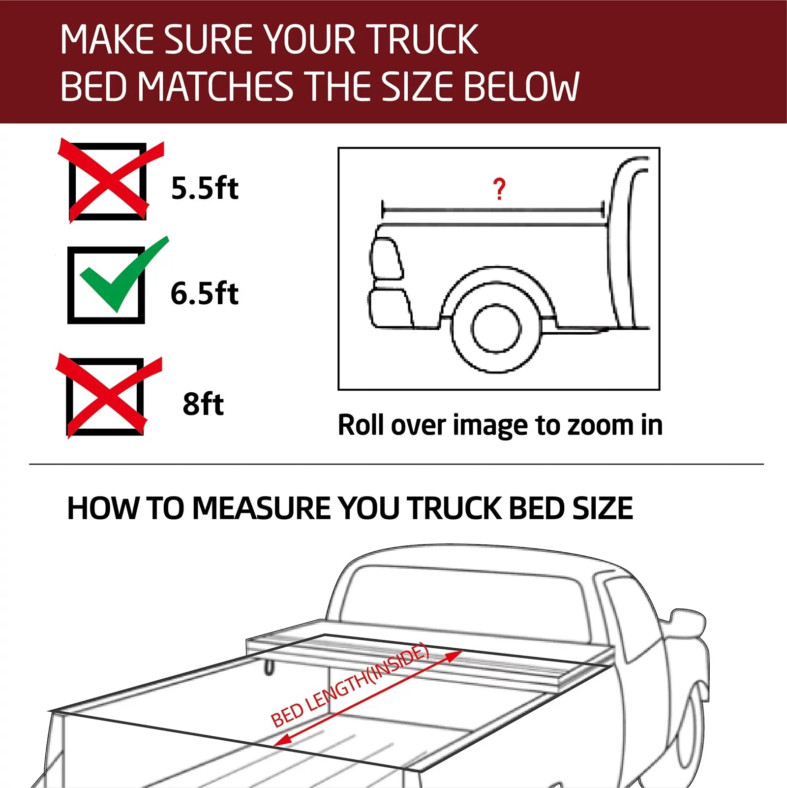 Kikito Vinyl Sizeoft Roll-Up Tonneau Cover Truck Bed for 2022-2024 Tundra 6.7FT (78.7") Bed w/o Trail Edition (for Models Without The Deck Rail Sizeystem)