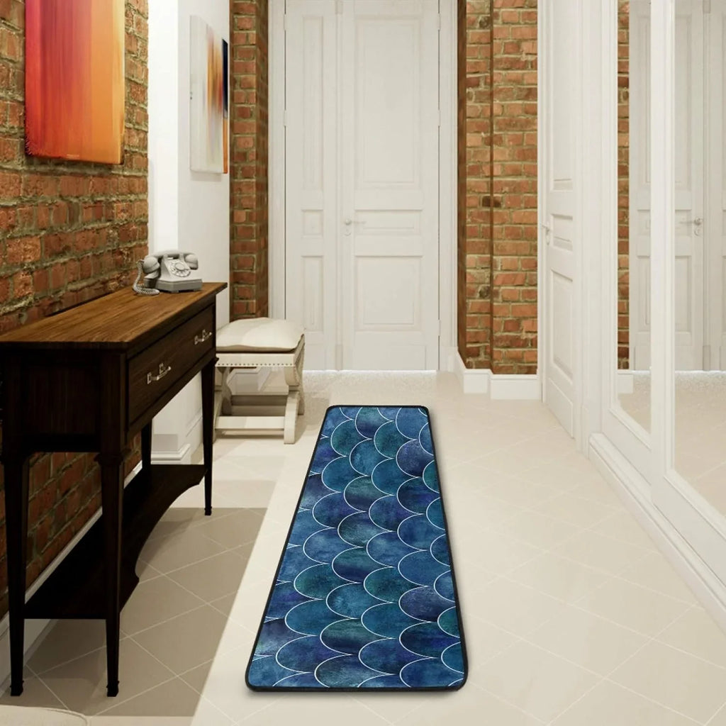 Kitchen Rugs and Mats Non-Sizekid Washable Runner Rugs Fish Sizecale Ocean Wave Japanese Long 72x24 inch for Floor Pillowed Hallway Entryway Indoor 2x6