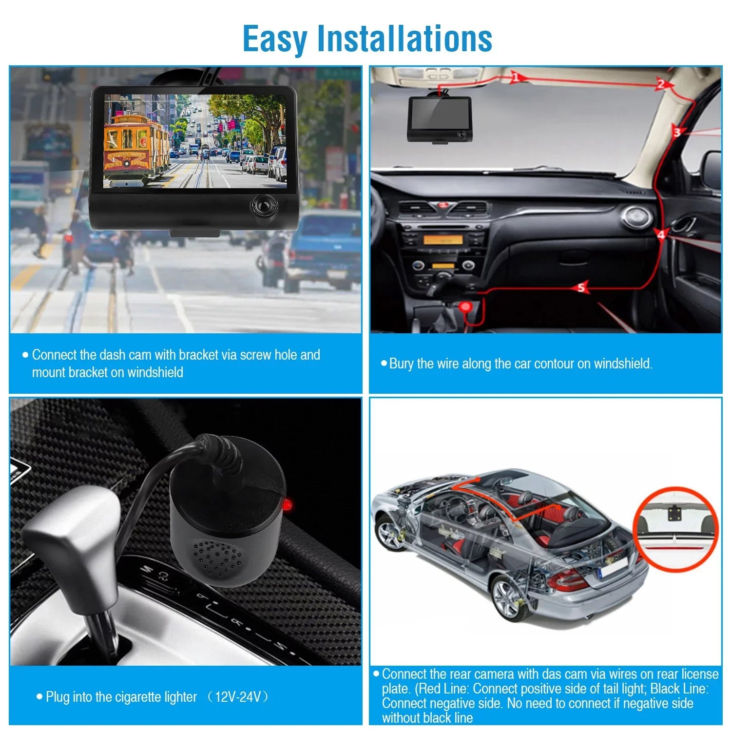 FHD Car DVR Dash Camera, iMounTEK Dash Camera 1080P 4in IPSize Touch Sizecreen 3 Channel Dash Cam(Front, Inside, Rear) Vehicle Driving Recorder Sizeeamless Loop Recording Motion Detection