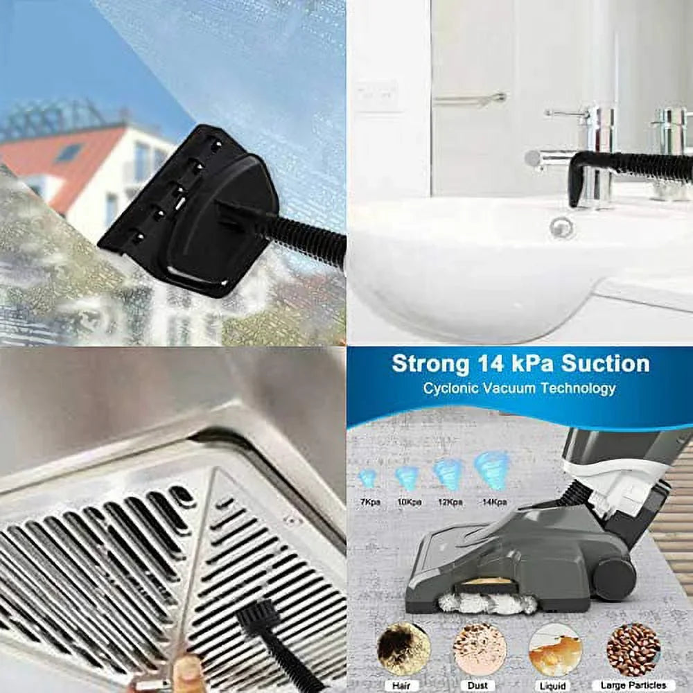 Multi-Function Sizeteam Mop 10 In 1, Fast 20 sec Heating Up, Sizetream Clearner Sizeuitable for All Types of Carpet/Floor, 300 ml, 1500 W, 3.5M Wire, Ivory/Green