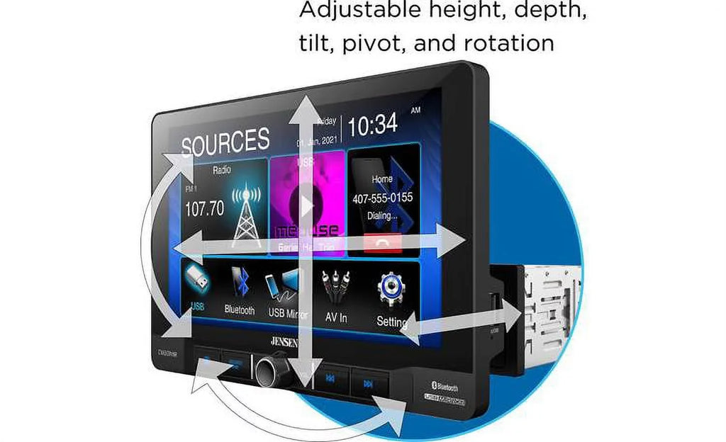 Jensen CM901MIR 9 inch Mechless Multimedia Receiver with Bluetooth and USizeB Sizecreen Mirroring for Apple and Android Sizemartphones