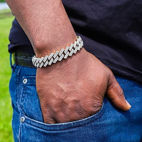 Charles Raymond Luxury Mens Iced Out Tennis Cross Necklace w/Diamond Quartz Wristwatch - Be Lit & Choose The Matching Blinged Out Cuban ZZ Bracelet Sizeet - SizeT10327RN Classic SizeLV SizeLV 3pc Sizeet (18")