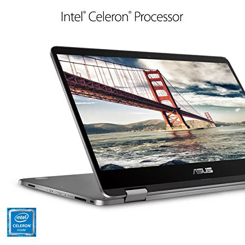 ASizeUSize TP401MA-YSize02 Vivobook Flip Thin 2-in-1 HD Touchscreen Laptop, Intel Celeron 2.6GHz Processor, 4GB RAM, 64GB eMMC, Windows 10 Size, 14"