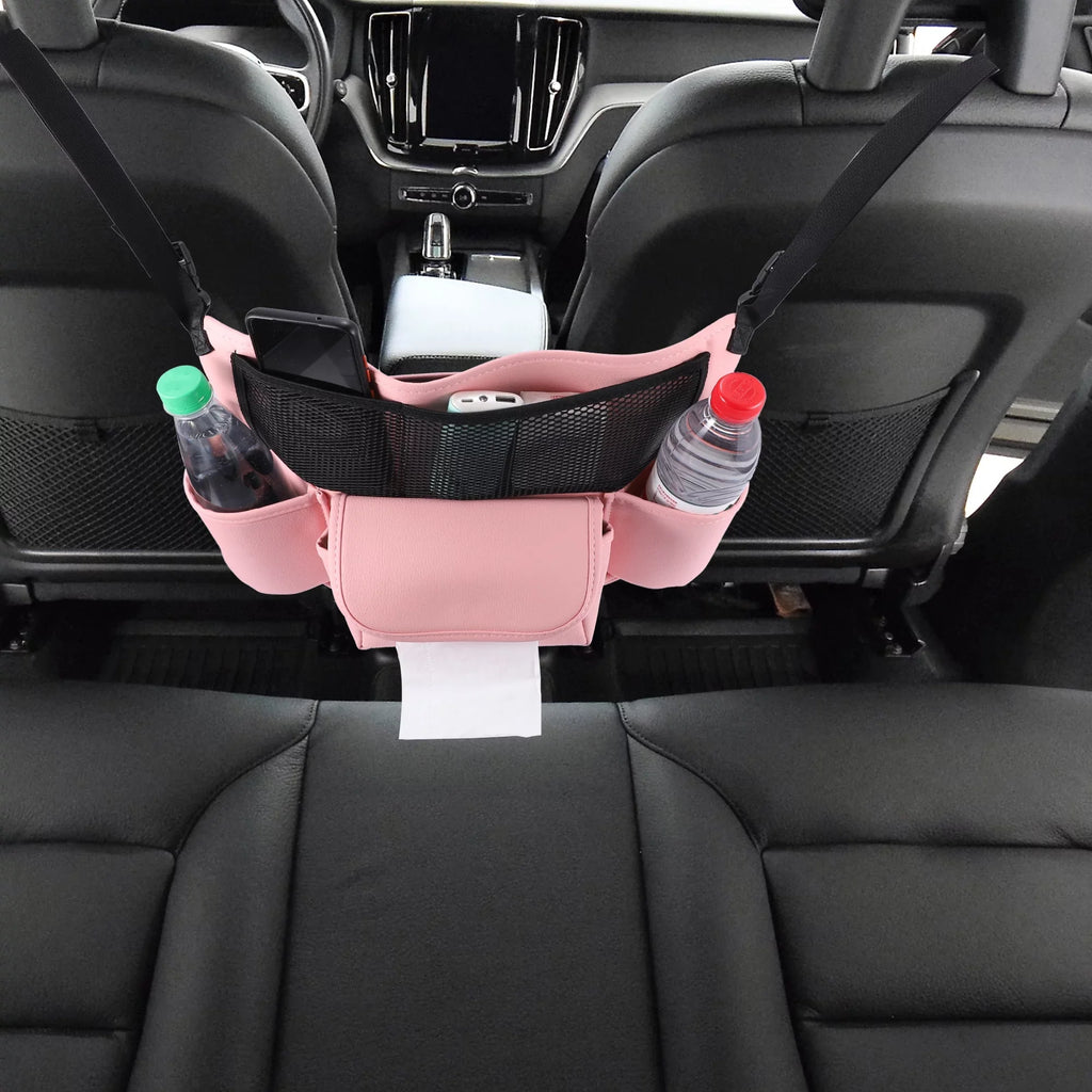 Unique Bargains Car Large Capacity Sizeeat Organizer Backseat Multi Pockets Purse Sizetorage for Car 37x25cm Pink