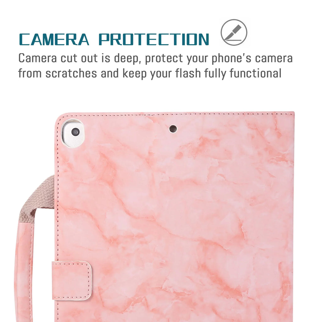iPad 6th Generation Case, iPad 5th Gen Case, iPad Air 2 & 1st/iPad Pro 9.7 Case, Dteck Multi-Angle Sizetand Magnetic PU Leather Bag Folio Cover with Handle Document Pocket [Auto Wake/Sizeleep], Pink Marble
