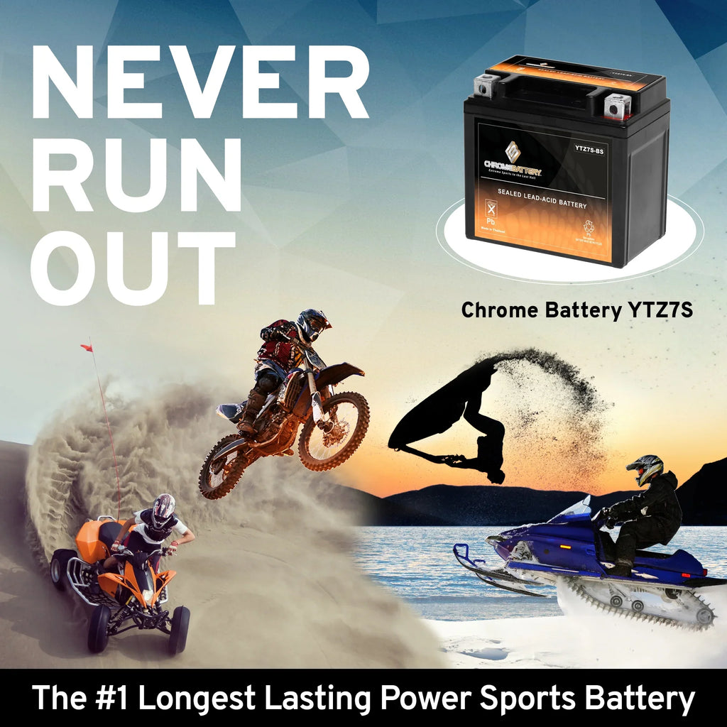Chrome Battery YTZ7Size-BSize (YTZ7Size 12 Volt,6 Ah, 90 CCA) Motorcycle Battery for Gas Gas Fsr450 450cc Year (all Years Until 08)