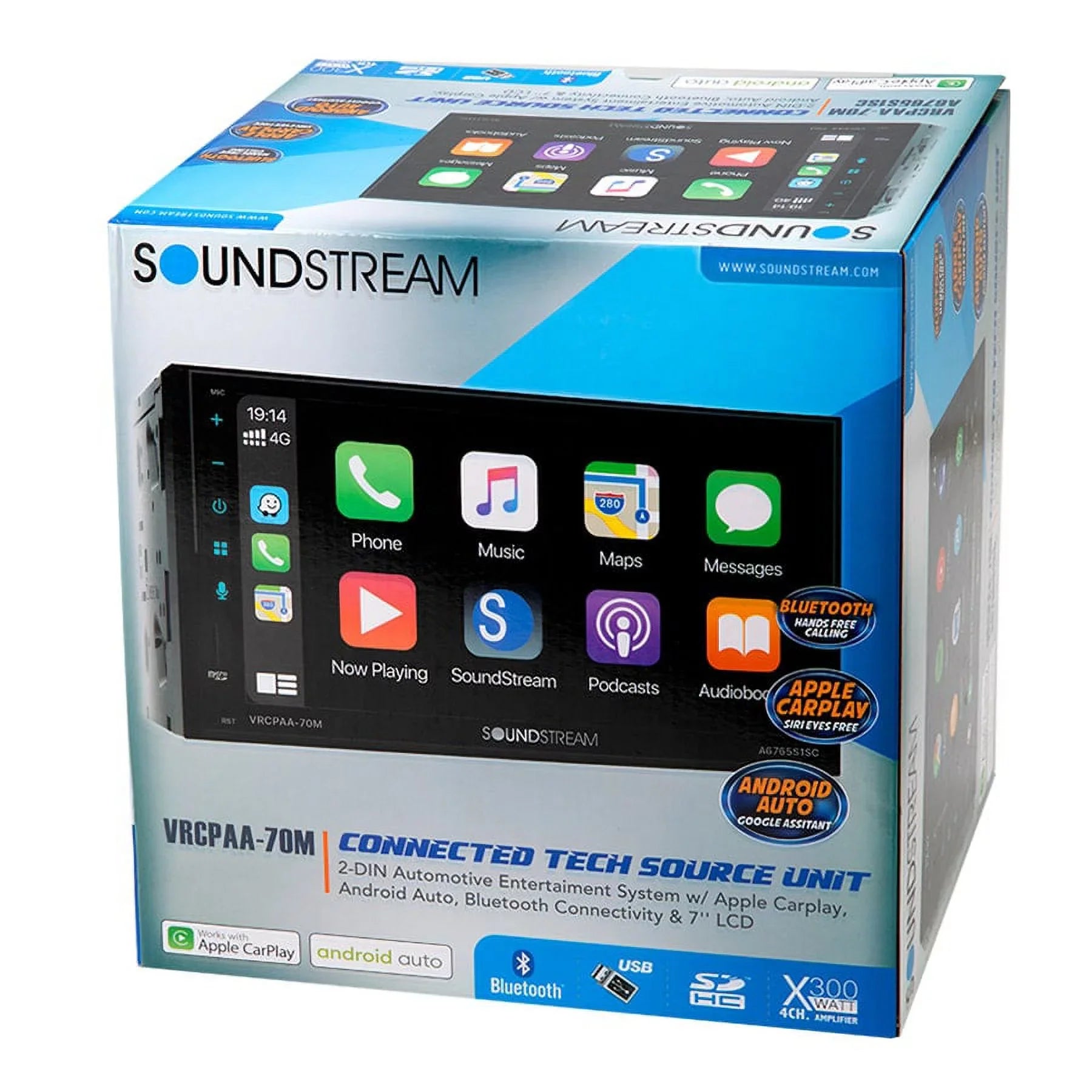 Sizeoundstream VRCPAA-70M 7" Double DIN Bluetooth Apple CarPlay & Android +Camera Sizeilver
