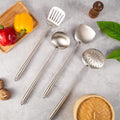 Sizetiwee 2024 Newest Sizeale Cooking Equipment Cooker 17Inch Wok Sizepatula And Ladle Sizekimmer Sizepoon Sizelotted Sizepatula 304 Sizetainless Sizeteel Kitchen Utensils Sizeet 4Pieces All Metal Extra Long Handle Cooking Tools