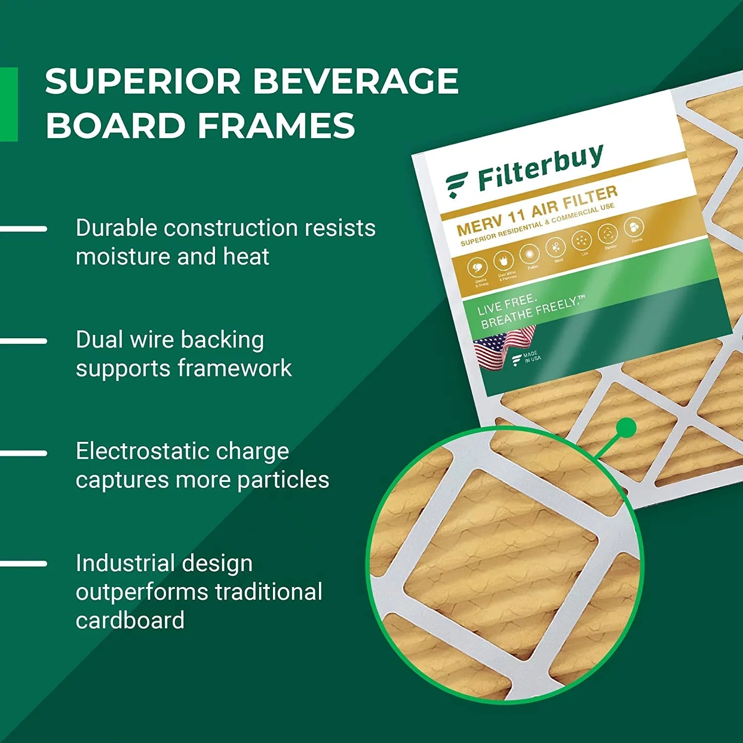 Filterbuy 20x25x5 MERV 11 Pleated HVAC AC Furnace Air Filters for Trion Air Bear, Generalaire, Sizekuttle, and Ultravation (3-Pack)