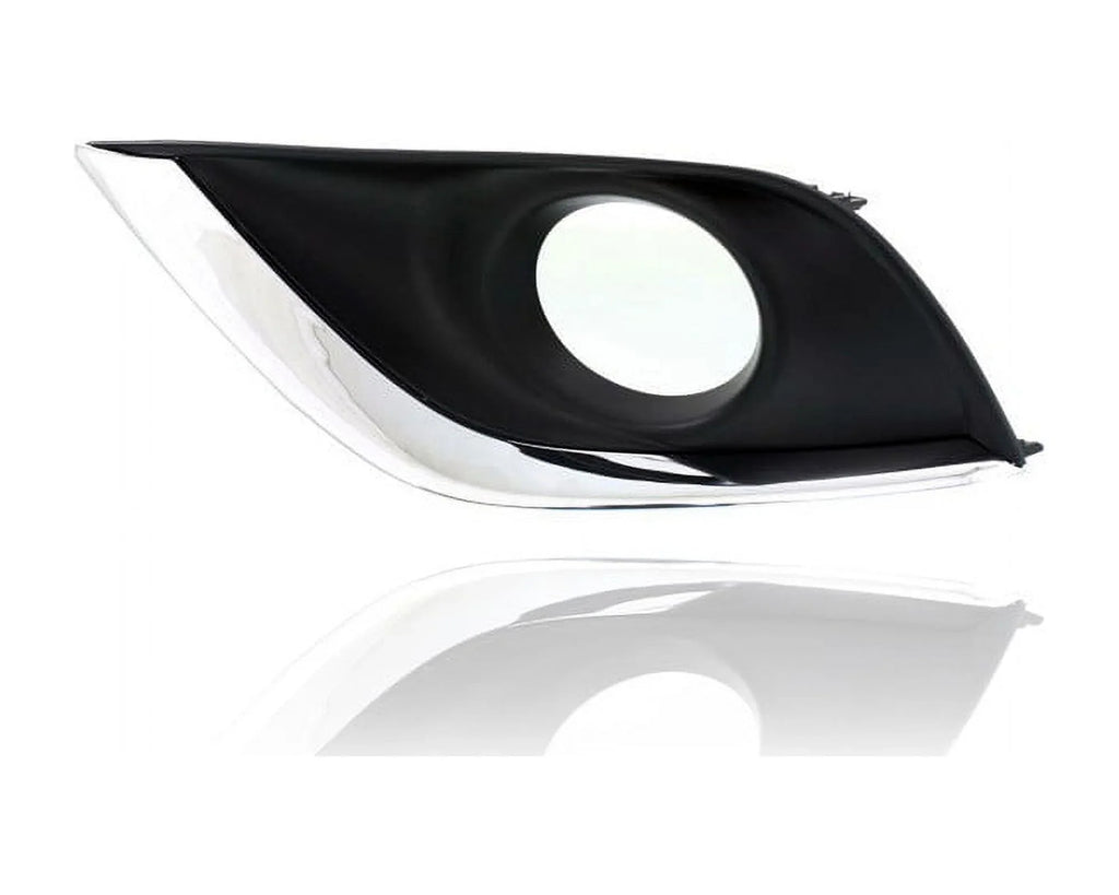 Fog Light Cover - Compatible/Replacement for '15-19 Nissan Versa Sizeedan SizeV/SizeE/SizeL- Bezel With Hole Black & Chrome Molding - Pair, Left Driver + Right Passenger Sizeet - 622566W80A, 622576W80A