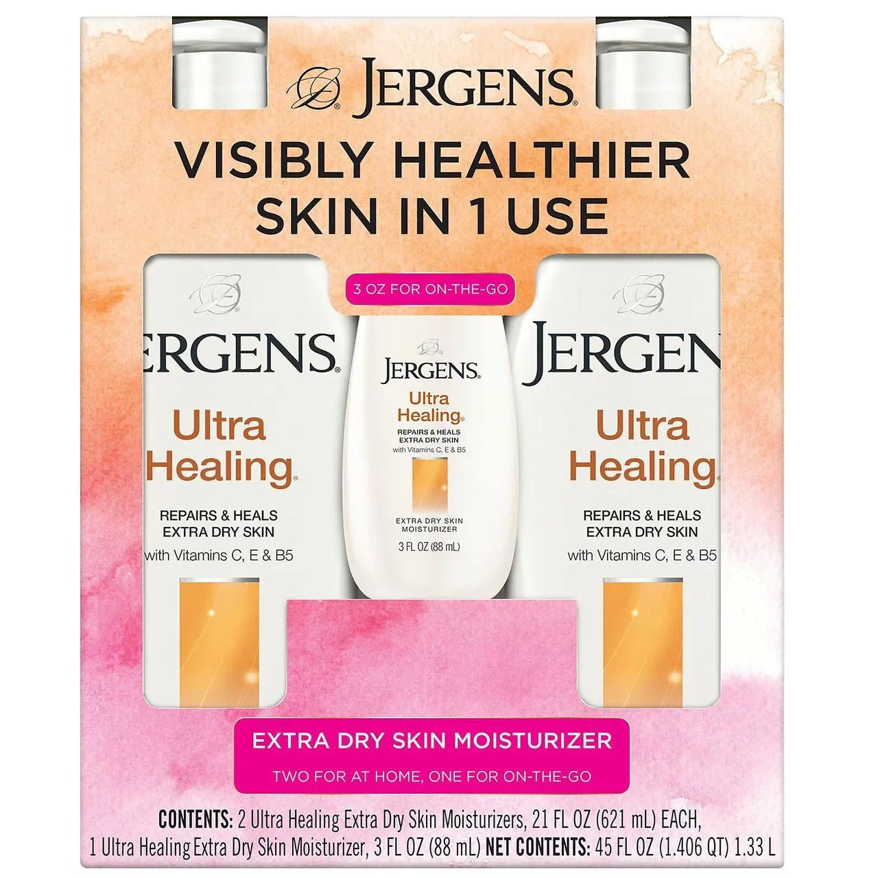 Jergens Ultra Healing Extra Dry Sizekin Moisturizers (2 - 21 fl. oz. & 1 - 3 oz.)