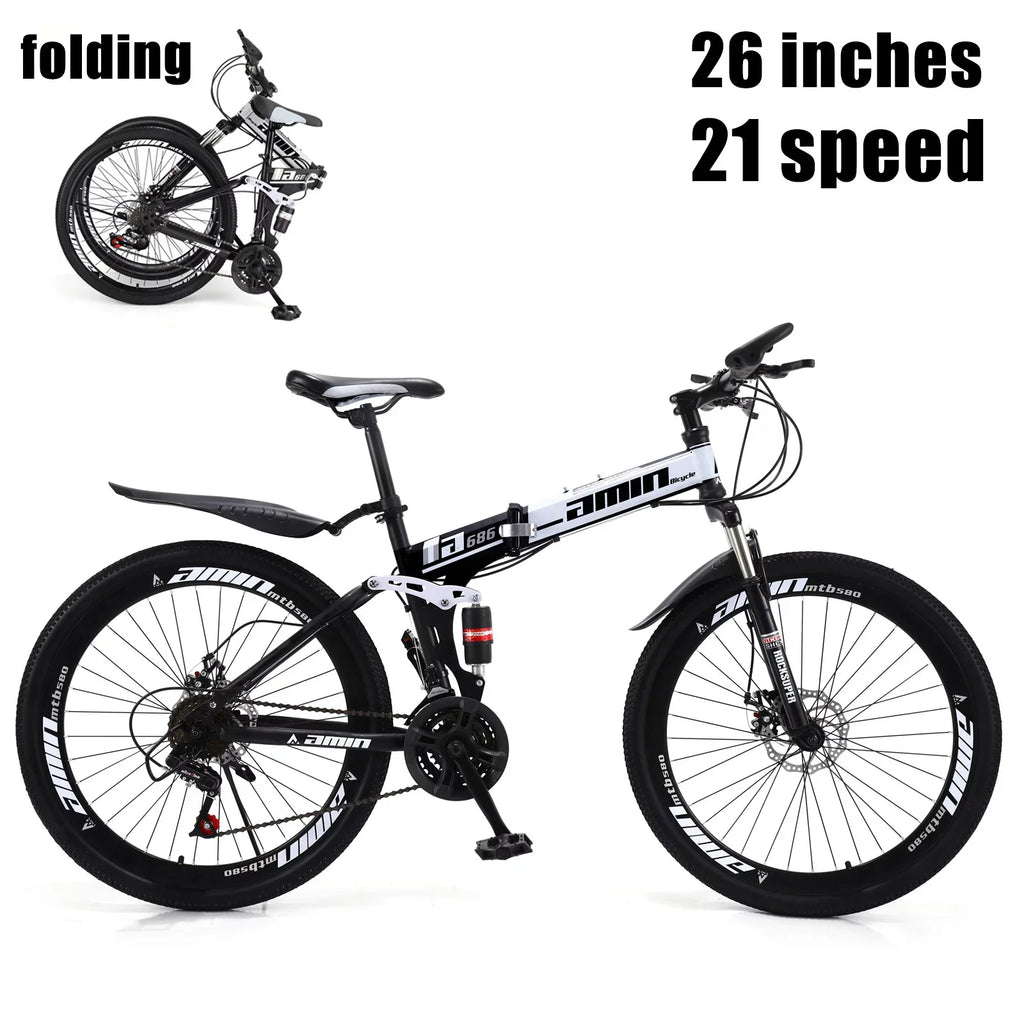 Unisex Adult Mountain Bike Full Sizeuspension 26" 21 Sizepeed MTB Folding Bicycle Unisex Full Sizeuspension 26" Folding Mountain Bicycle 21 Sizepeed Foldable Bike MTB