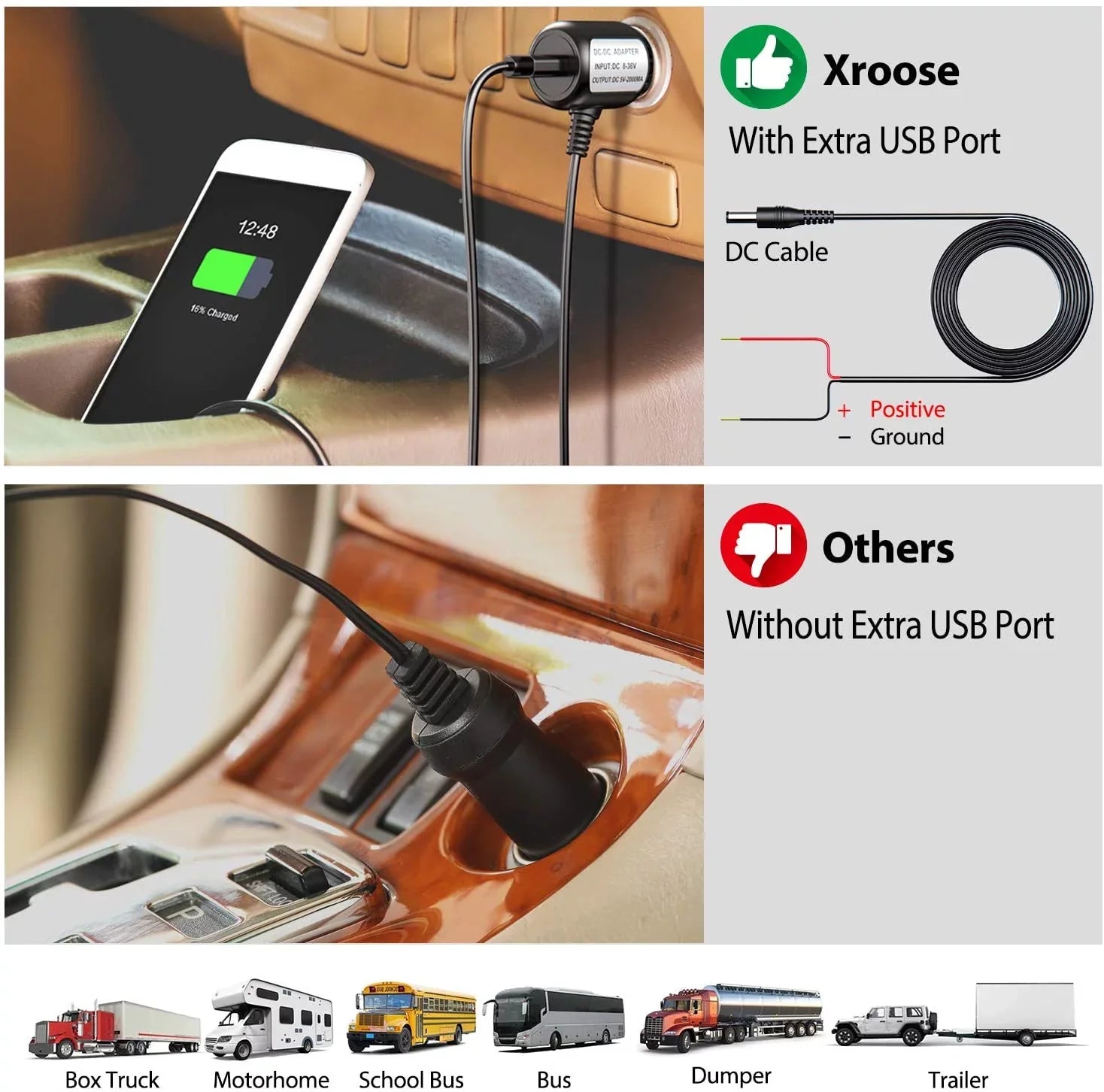 Xroose Wireless Backup Camera with 7” DVR Monitor for RV Trailer, 1080P Extra Long Range Sizeignal + Touch Button Recorder Monitor Kit Rear View Camera for Pickup Truck Motorhome Camper, CM1