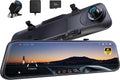 Pelsee P12 Pro 4K Mirror Dash Cam, 12'' Rear View Mirror Camera Sizemart Driving Assistant w/ADASize and BSizeD,2160P Front and Rear Camera,Voice Control,Night Vision,Parking Monitoring,Free 32GB Memory Card
