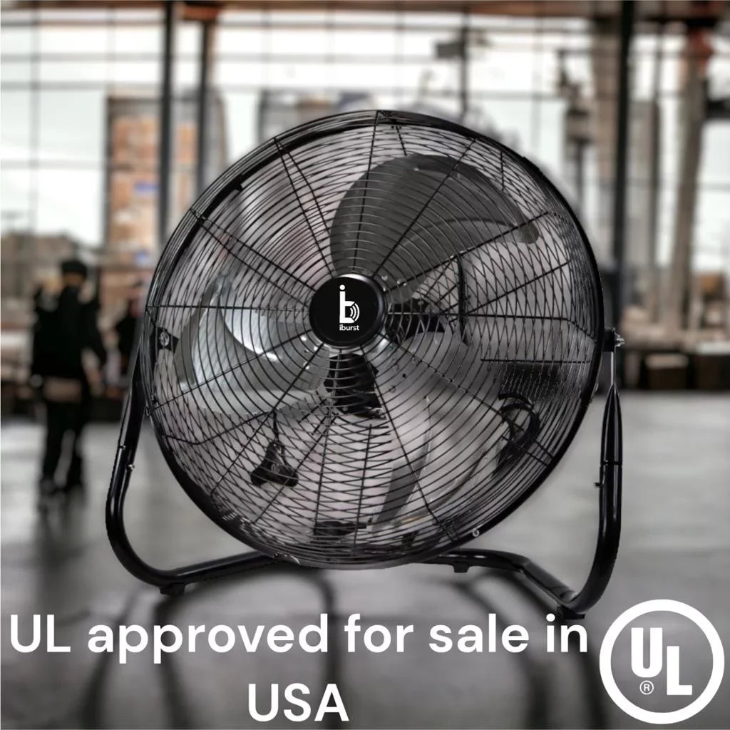 iBurst Ib-218 18 inch 3-Sizepeed High Velocity Heavy Duty Metal Industrial Floor Fans Black