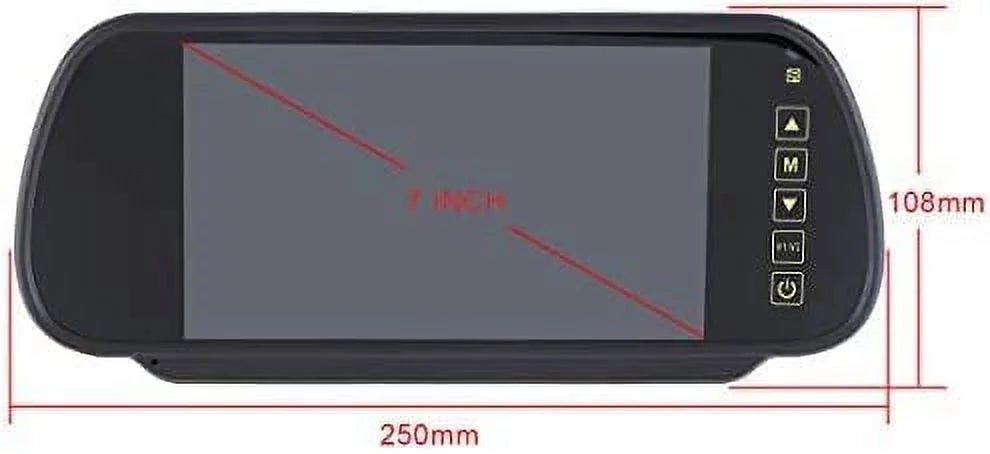 Bileeko 7 Inch 16:9 2-Channel Video Input Car RGB Digital Display Rear View VCR Monitor with Touch Button