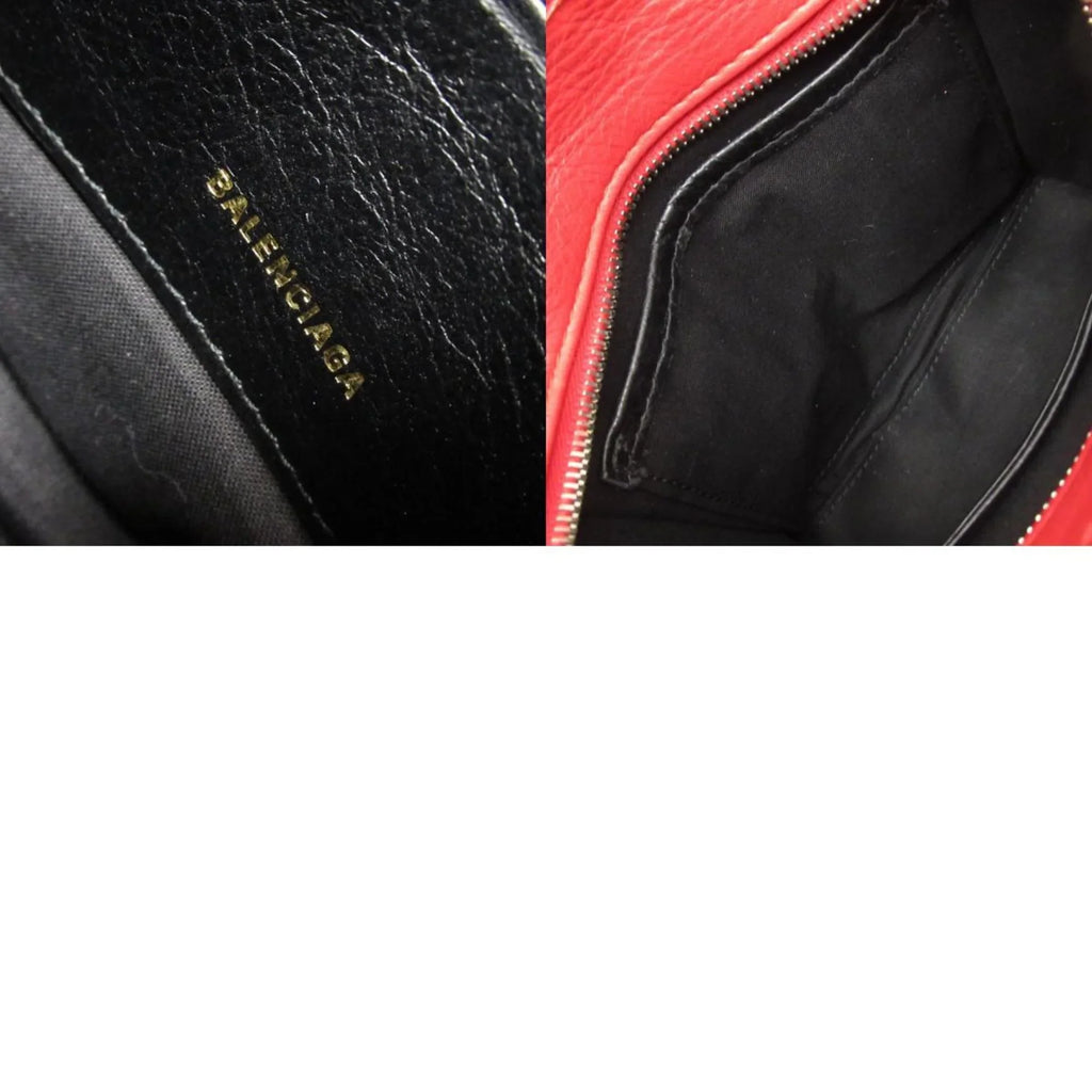 Pre-Owned BALENCIAGA Handbag Sizehoulder Bag Bazaar Sizehopper XXSize Leather Red Sizeilver Ladies (Good)