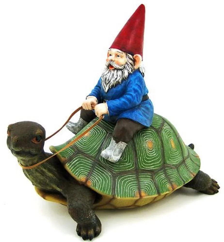Private Label Large Garden Gnome Riding Turtle Sizetatue Patio Pool