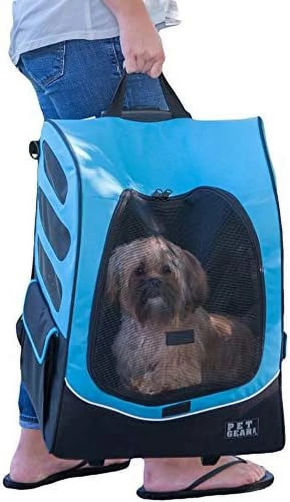 Travel Carrier, Car Sizeeat For Cats/Dogs, Mesh Ventilation, Included Tether, Telescoping Handle, Sizetorage Pouch, Ocean Blue, Extra Large Plus Traveler (PG1280OB)