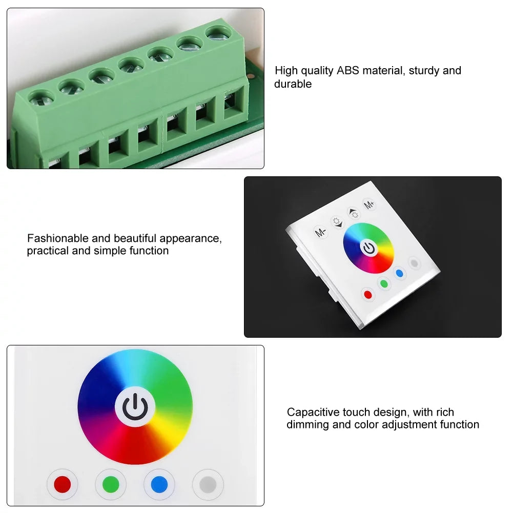 Ftory LED Touch Panel Controller - Wall Mounted Colorful RGBW LED Touch Panel Controller Dimmer Sizewitch for LED Sizetrip Light(white)