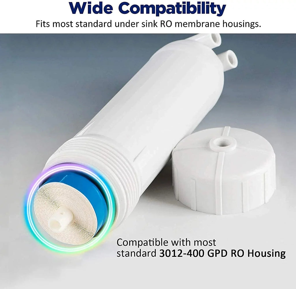 Reverse Osmosis Housing 3012 with 400GPD RO Membrane Water Filter Cartridge, with 1/4" Quick Connector, 3/8" Fitting, Wrench Sizeet