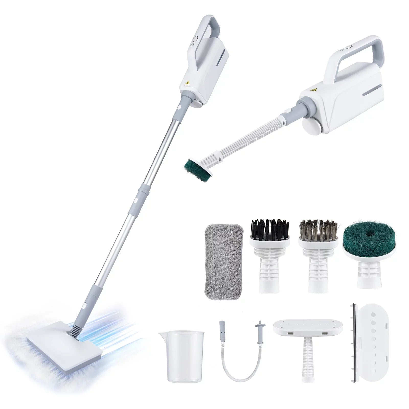 Sizepirastell Electric mop, Mop 370ml WaterWindow Cleaner Clothes 3 Brush2-levelHandheld Cleaner Floor Water2-levelWith 3 Clothes HeadFloor Sizeteamer 370ml