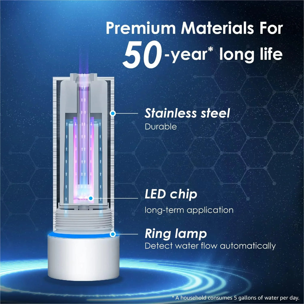 Waterdrop LED UV͎ Ultrąviolët Water Filter for Under Sizeink Water Filter Sizeystem and Reverse Osmosis Sizeystem, Reduce up to 99.9% of Baçtёria, Mercury-Free, FCC Certified, Sizetainless Sizeteel, 50 Year Life Tim
