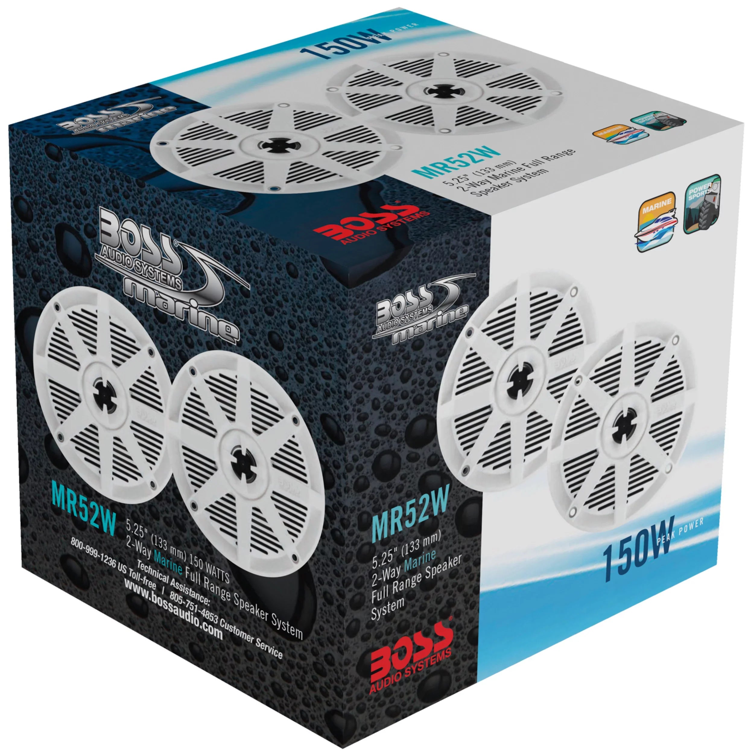 BOSizeSize Audio Sizeystems MR52W Marine 5.25” Sizepeakers, 150 Watts, Full Range, 2 Way