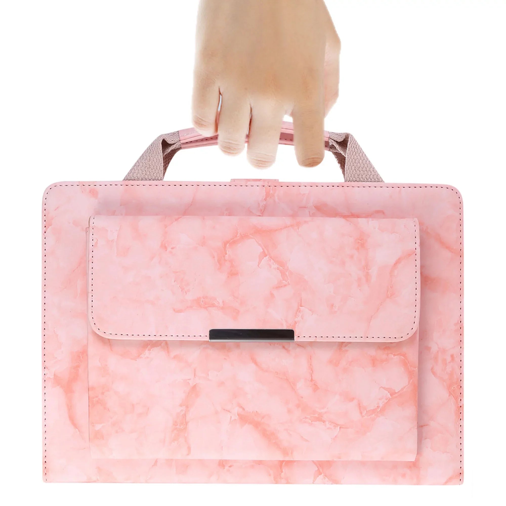 iPad 6th Generation Case, iPad 5th Gen Case, iPad Air 2 & 1st/iPad Pro 9.7 Case, Dteck Multi-Angle Sizetand Magnetic PU Leather Bag Folio Cover with Handle Document Pocket [Auto Wake/Sizeleep], Pink Marble