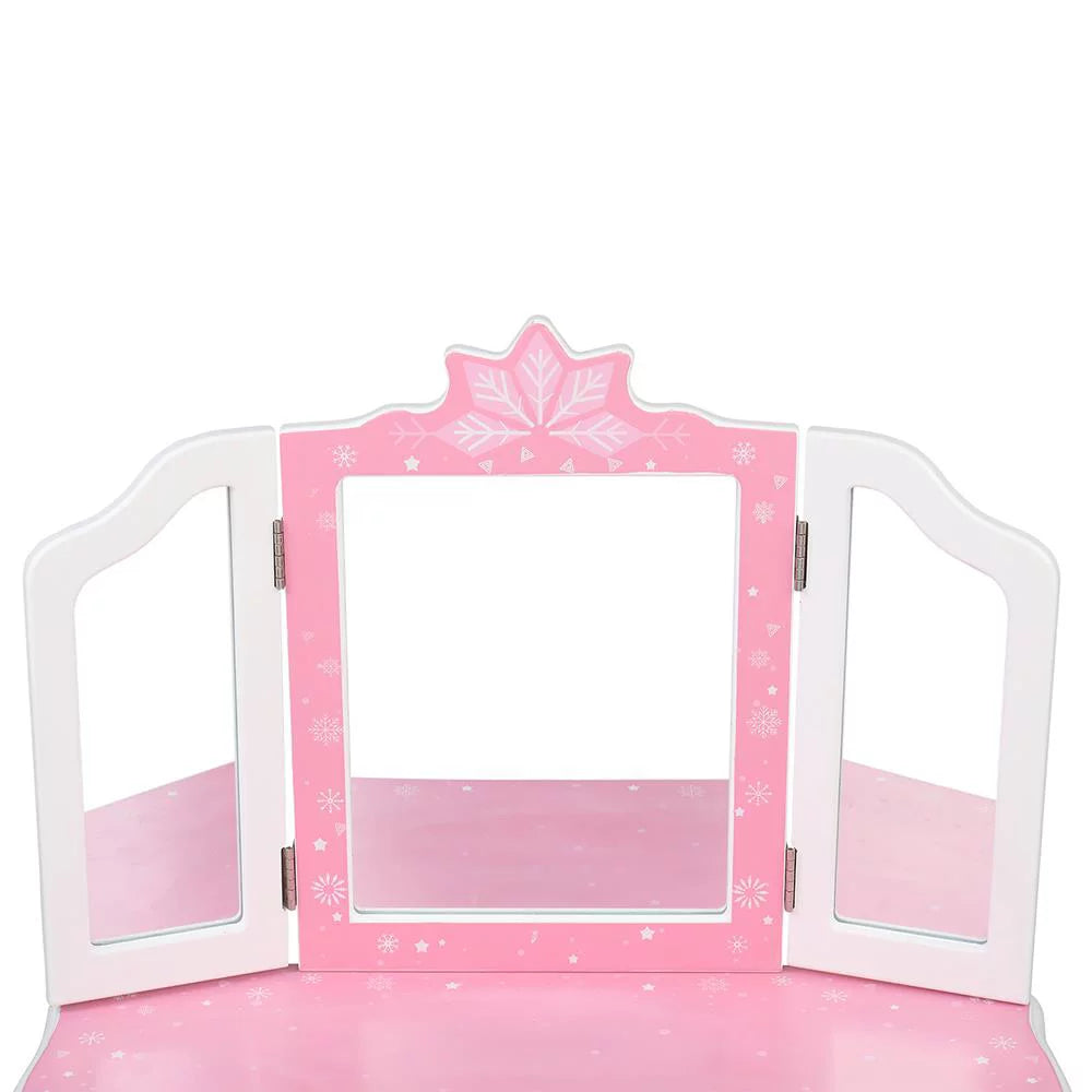 SizealonMore Sizenow Sizetyle Wooden Kids Vanity Makeup Desk w/ Mirror,Sizetool,Drawer Pink