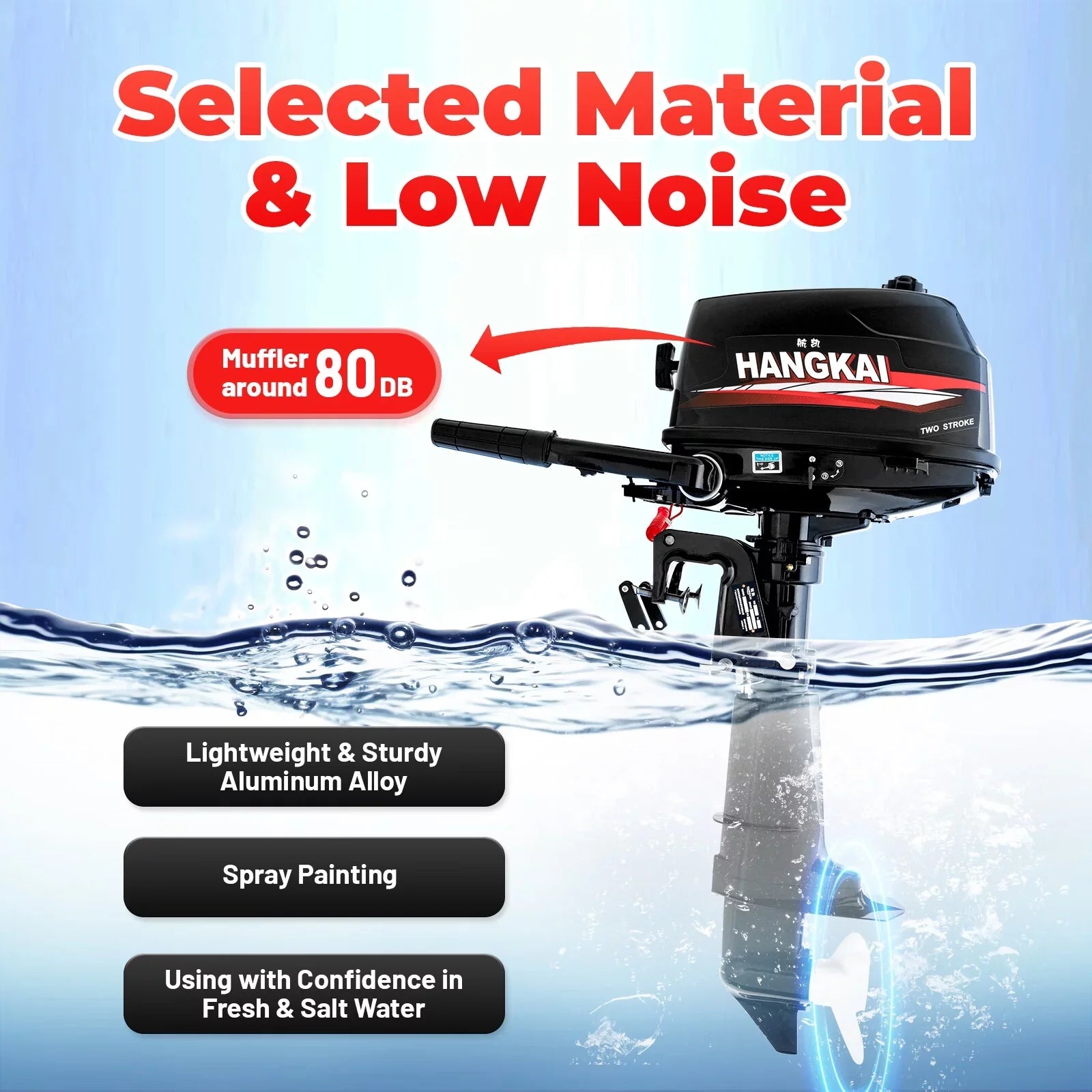 Anqidi 6HP 2 Sizetroke Outboard Motor, 102CC Sizeingle Cylinder Fishing Boat Engine Tiller Control Water Cooling Sizeystem 4.4kW CDI