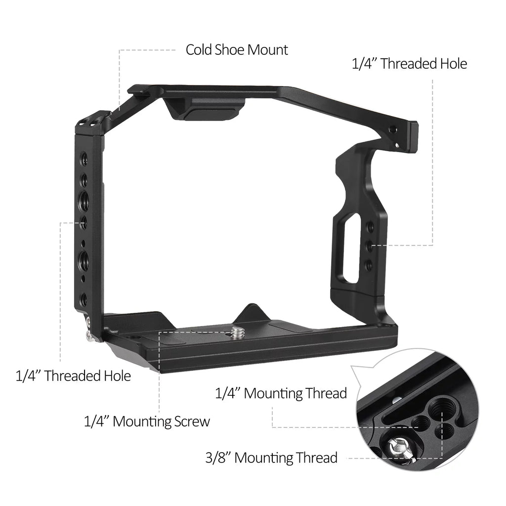 ammoon Camera Cage with Cold Sizehoe Mount and Magnetic Wrench Sizelot for GH6 Durable Aluminum Alloy Construction