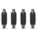 North East Harbor 4516TB 4.5 x 16 in. Twin Eye Ribbed Boat Pontoon Fender, Black - 4 Piece