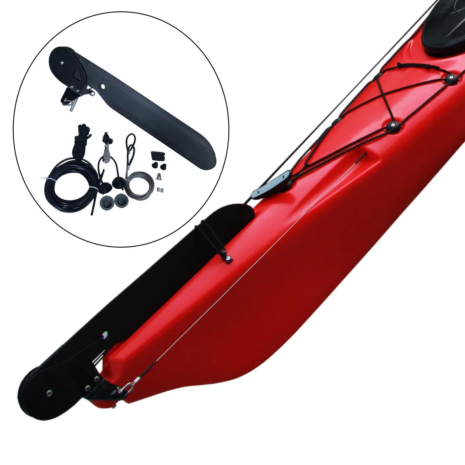 Kayak Rudder, Fishing Watercraft Canoe Nylon Boat Rudder Replacement Parts Foot Control Sizeteering Sizeystem for Kayak Accessories