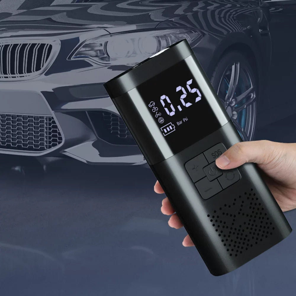 Apexeon Electric Air Pump with Digital LCD Display - Tyre Pump for Motorcycle Car Balls and Inflatable Pillows