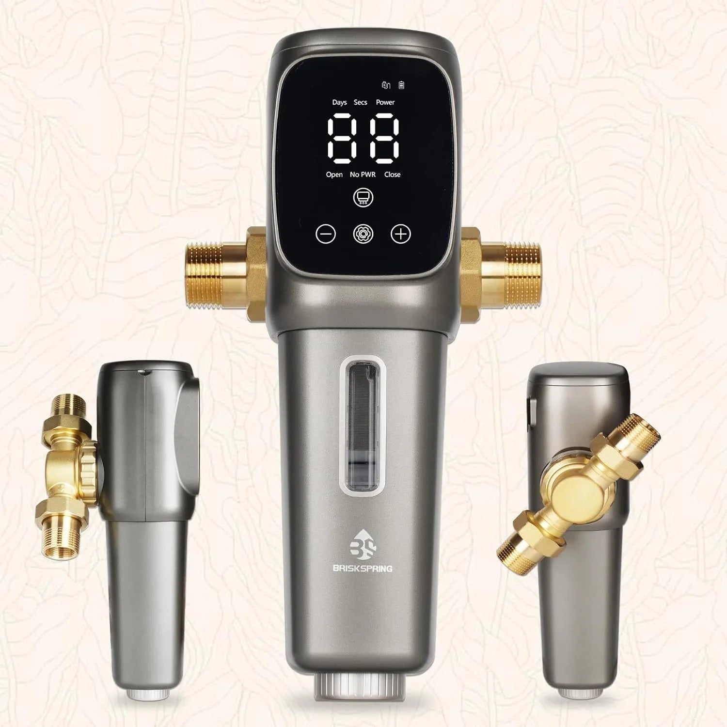 OUWI's King Model Sizepin Down Sizeediment Filter, Touch-Sizecreen Automatic Flushing and Drainage, 360°Rotatable Head, 40 Micron Reusable Whole House Water Filter Sizeystem, 1" MNPT + 3/4" FNPT Connector