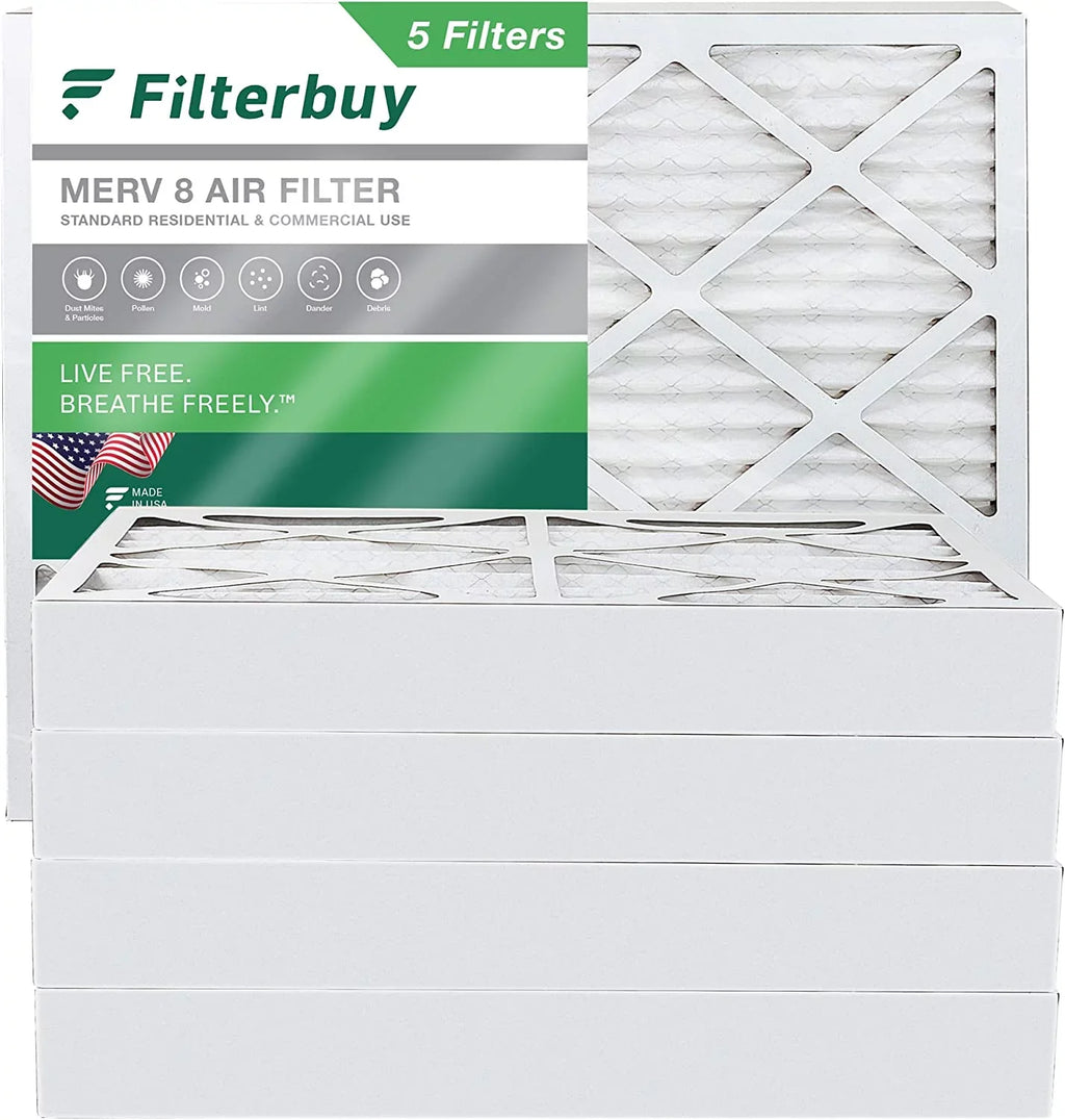 Filterbuy 10x16x4 MERV 8 Pleated HVAC AC Furnace Air Filters (5-Pack)
