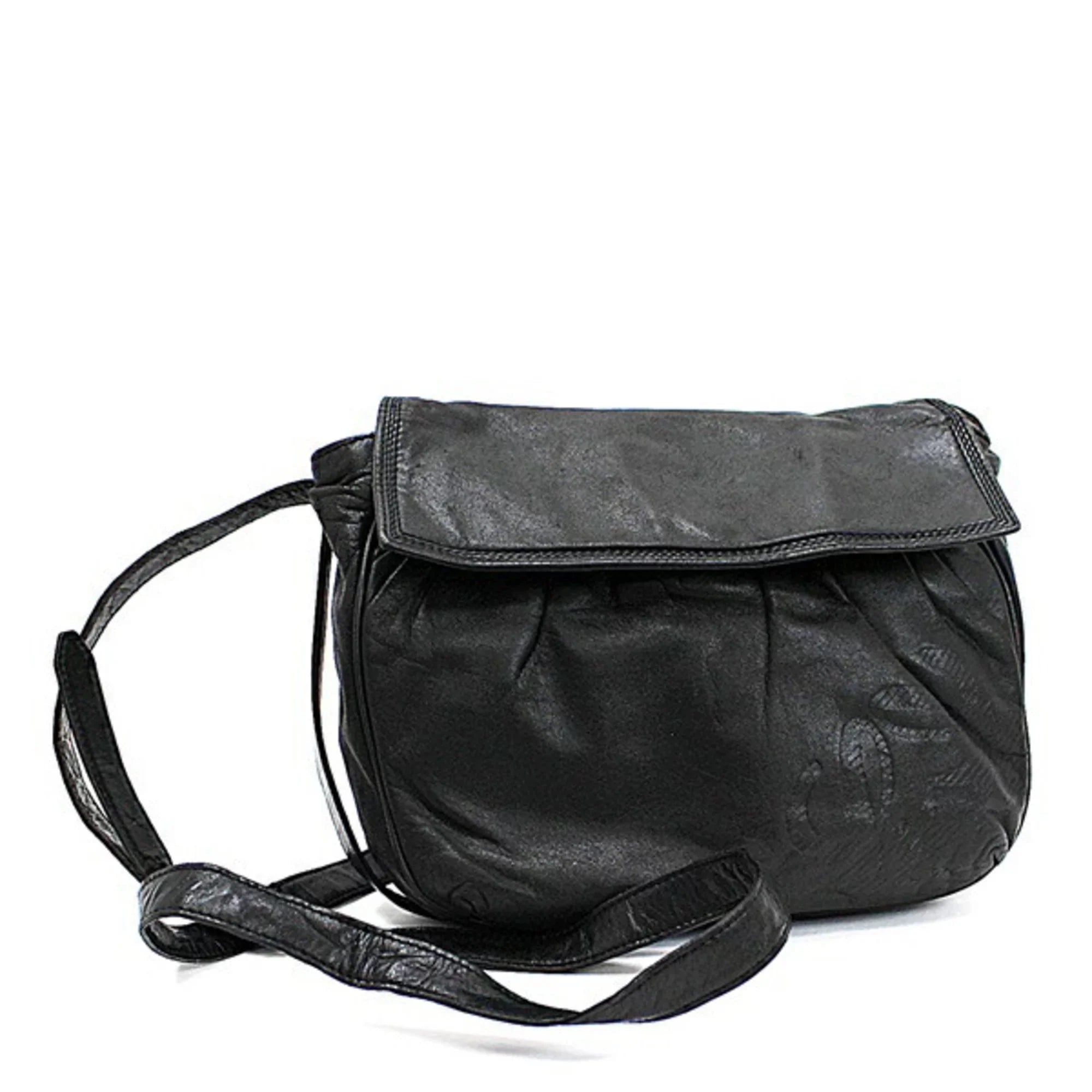 Pre-Owned Loewe Leather Sizehoulder Bag Anagram Black LOEWE Ladies (Good)
