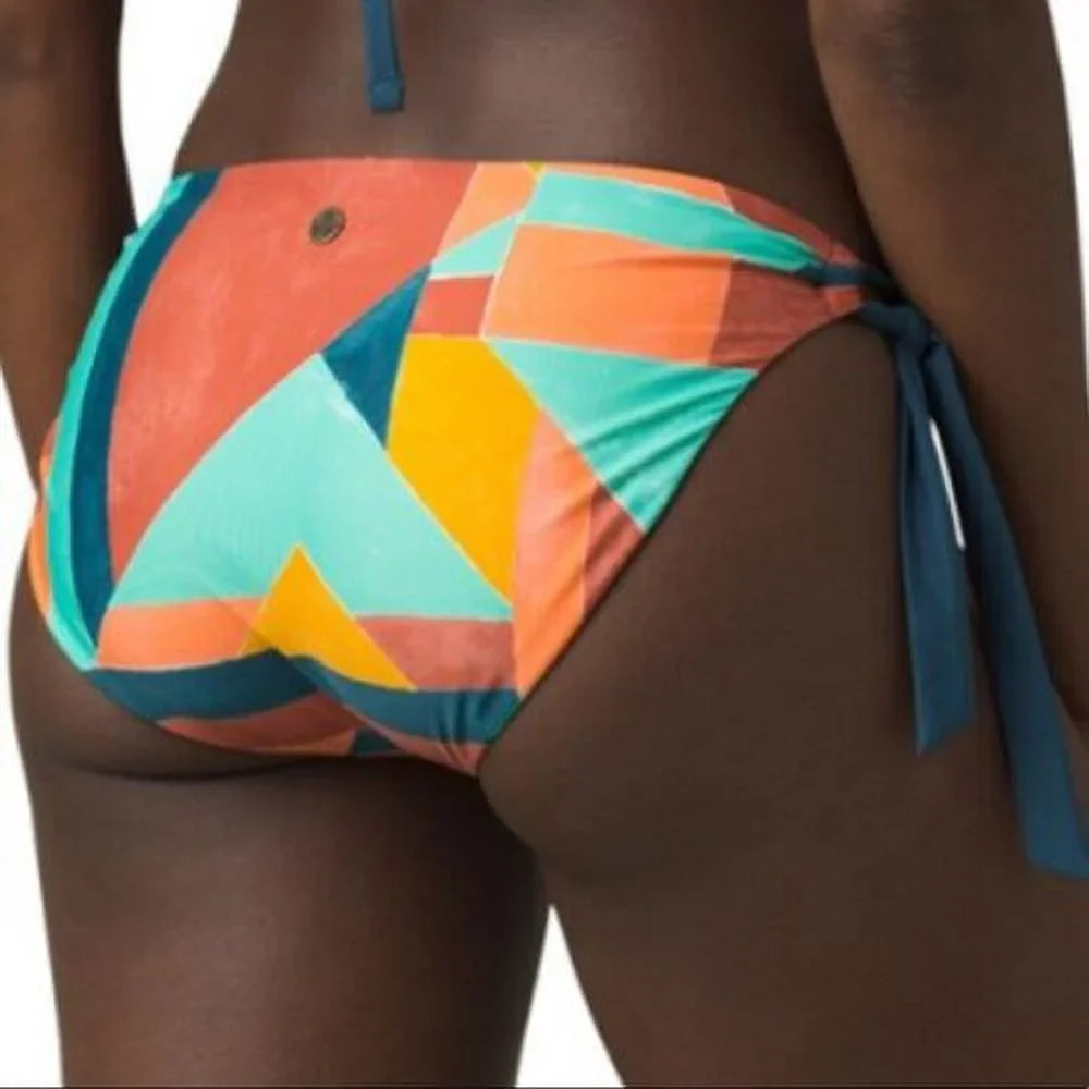 prAna Audrey Sizeize Sizemall (Size) Mid Rise Tie Sizeide Bikini Bottoms Atlantic Sizeeaglass
