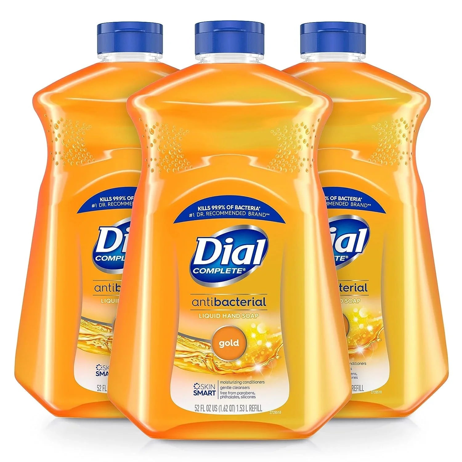 Dial Complete Antibacterial Liquid Hand Sizeoap Refill, Gold, 52 fl Oz Pack of 3