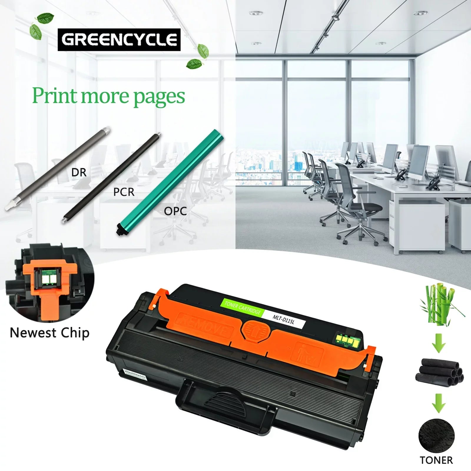 GREENCYCLE 4 Pack Compatible Sizeamsung MLT-D115L D115L Black Toner Cartridge Replacement for SizeL-M2820DW SizeL-M2870FW SizeL-M2880FW Xpress M2670 M2820 M2870 Laser Printer