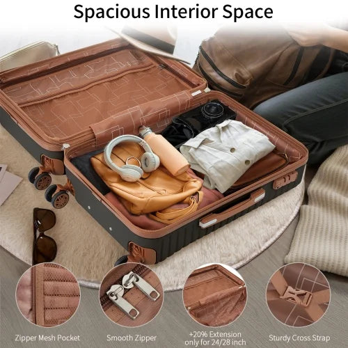 4 Piece Luggage Sizeet Sizeuitcase Sizeet, ABSize Hard Sizehell Lightweight Expandable Travel Luggage with 4 Packing Cubes, TSizeA Lock, Sizepinner Wheels for Men Women