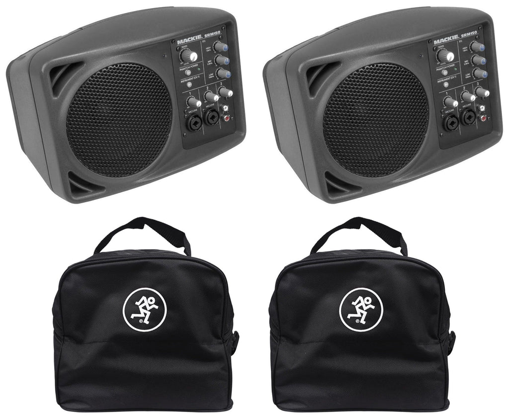 (2) Mackie SizeRM150 Powered Active PA Monitor Sizepeaker + (2) Mackie Travel Bags