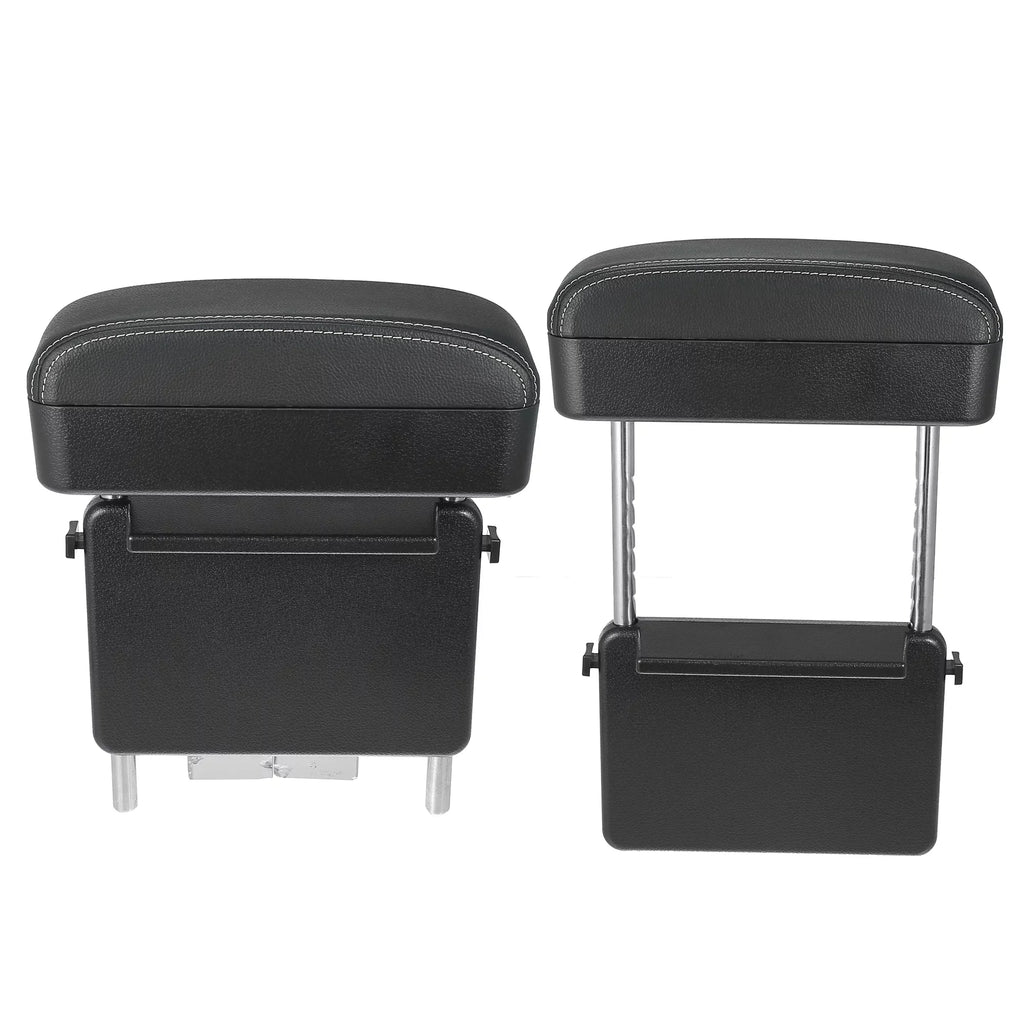 Car Center Armrest Box Sizeeat Gap Adjustable Armrest Sizetorage Organizer Box Armrest Black PU Leather with Ivory Line