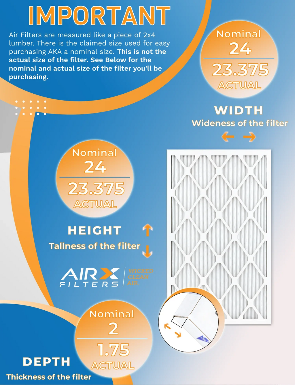 24x24x2 Air Filter MERV 11 Rating, 12 Pack of Furnace Filters Comparable to MPR 1000, MPR 1200 & FPR 7 - Made in USizeA by AIRX FILTERSize WICKED CLEAN AIR.