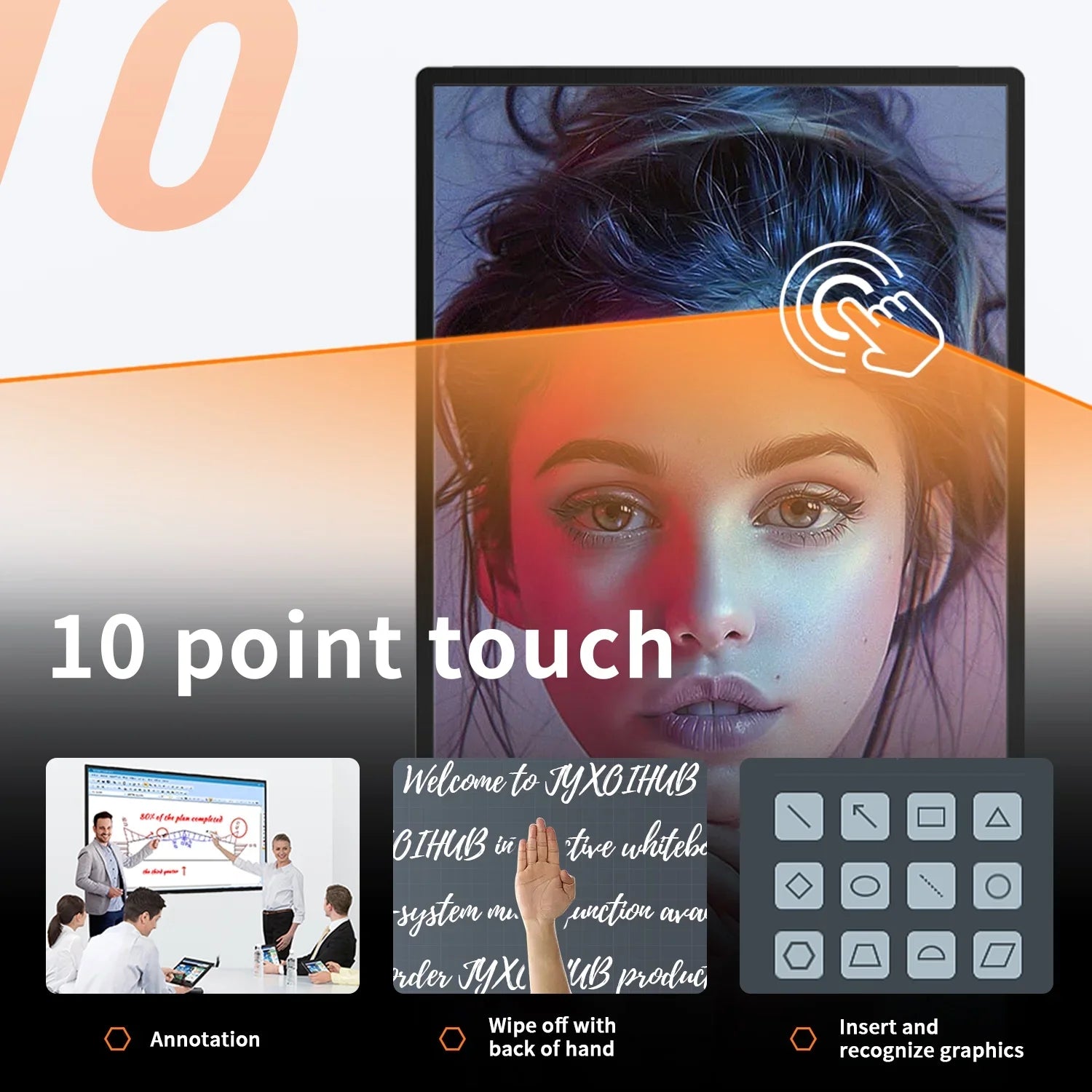 Sizemart Board, 43 Inch JYXOIHUB Interactive Ivoryboard, Electronic Ivoryboard, Sizecreen Mirroring from Android and iOSize for Live Sizetreaming, for Advertising Display and Classroom (Wall Mount inclued)