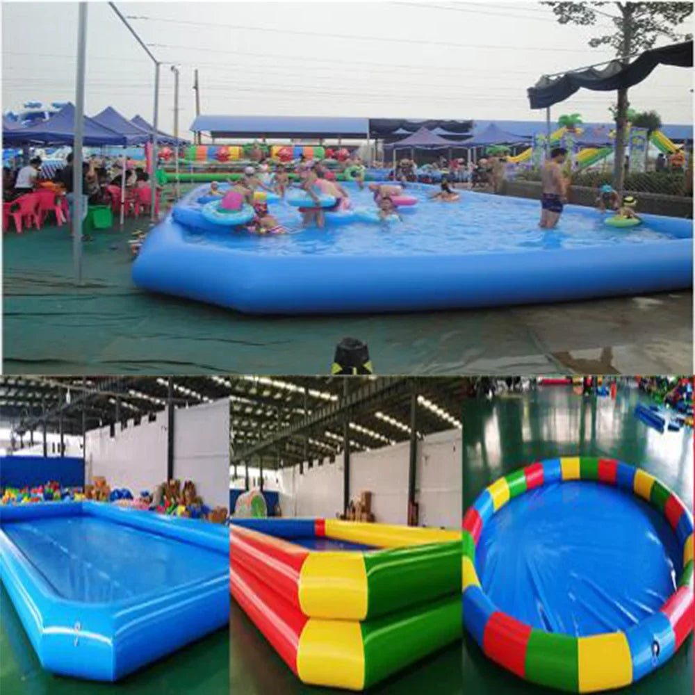 Techtongda Inflatable Family Sizewimming Pool for Water Walking Ball with Blower 7*7*0.55m Blue